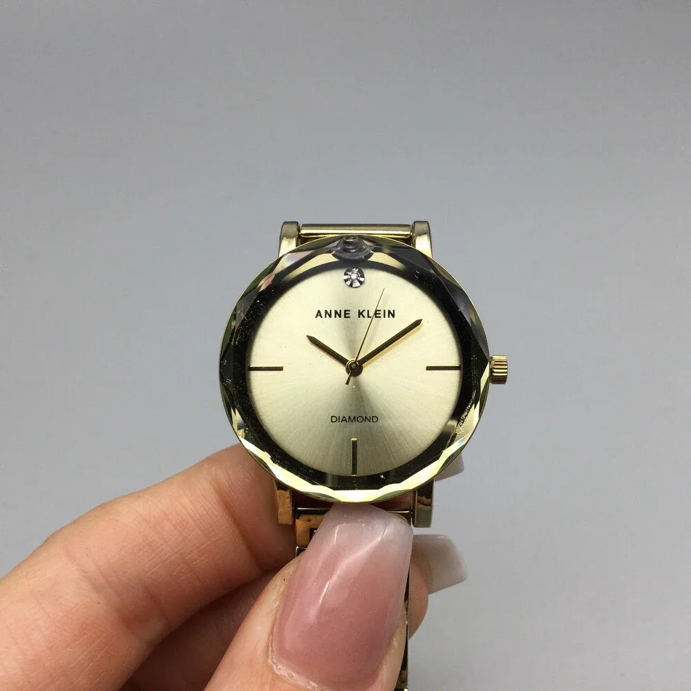 Anne Klein Diamond Accent Womens Watch 32mm Gold Tone AK/1328 New Battery 6.25